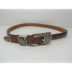Brighton Womens S Brown Leather Belt Metal Buckle